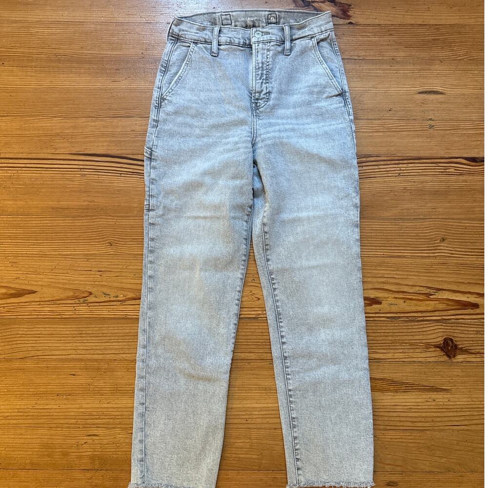 Old Navy light gray sky high straight leg cargo‎ adjustable waist jeans SIZE 4